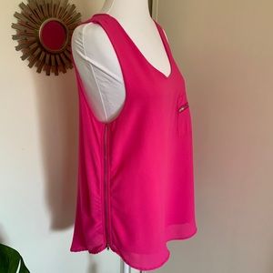 Hot pink tunic tank with zip details